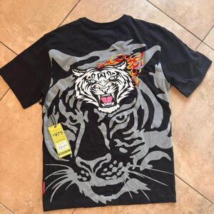 Members Only Tiger Flame Graphic Tee Black – Size M